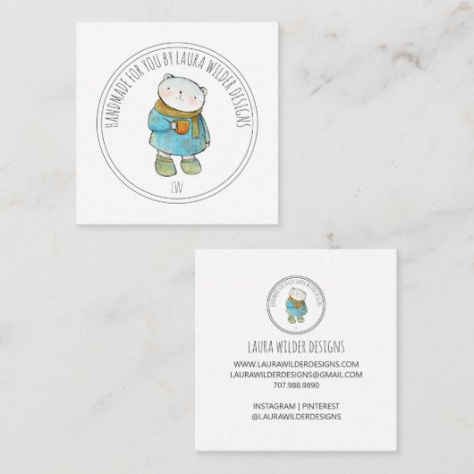 手作りベビー衣料品メーカーのオンラインショップ スクエア名刺 (正面/裏面)