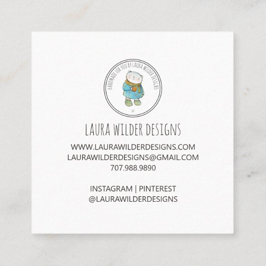 手作りベビー衣料品メーカーのオンラインショップ スクエア名刺 (裏面)