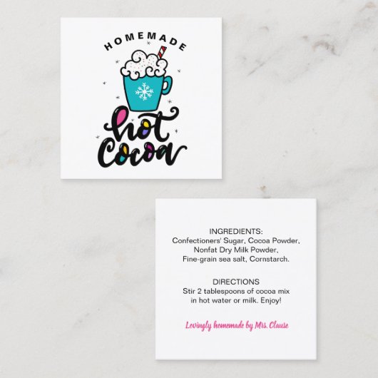 手作りホットココア原料カード スクエア名刺 (正面/裏面)