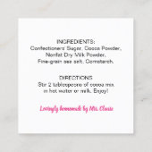 手作りホットココア原料カード スクエア名刺 (裏面)