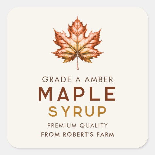 手作りマップルシロップのレシピ スクエアシール (正面)