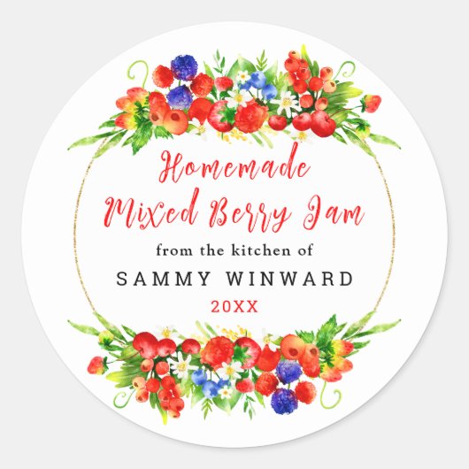 手作りミックスベリージャムのラベル ラウンドシール (正面)