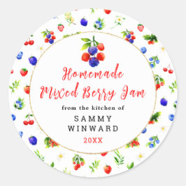 手作りミックスベリージャム缶ラベル ラウンドシール