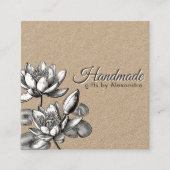 手作りミニマルネームとフローラ《植物》スイレンロータス スクエア名刺 (正面)