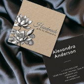 手作りミニマルネームとフローラ《植物》スイレンロータス スクエア名刺