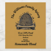 手作りミード ハニーワイン|ハニーワイン |ヴィンテージBeeHive ワインラベル (シングルラベル)