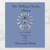 手作りミード ハニーワイン|ハニーワイン | Queen Bee on Blue ワインラベル (シングルラベル)