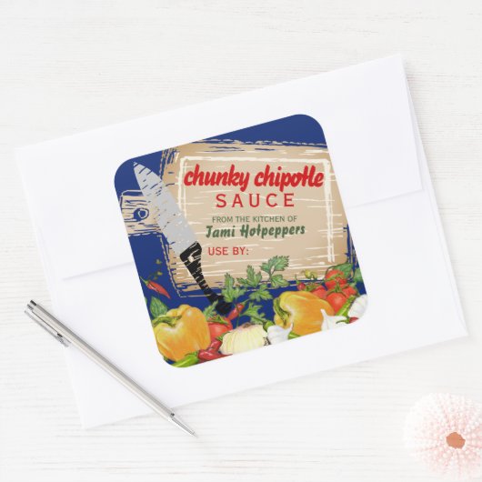 手作りメキシコのサルサパーソナライズされた缶詰 スクエアシール (封筒)