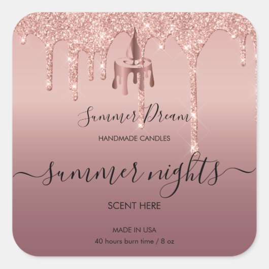 手作りモダンのハニーワックスキャンドルラベル スクエアシール (正面)