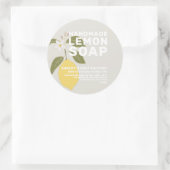 手作りモダンレモンソープボタニカルグレー ラウンドシール (バッグ)