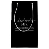 手作りモノグラムまたはロゴの追加ビジネスブラック スモールペーパーバッグ (正面)