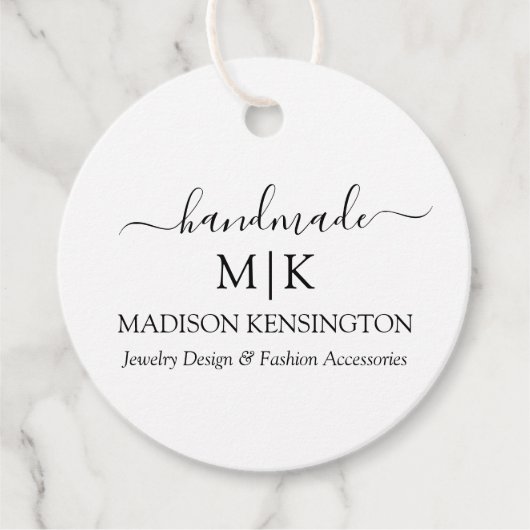 手作りモノグラムまたはロゴの追加ビジネス製品ラベル フェイバータグ (正面)