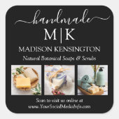 手作りモノグラムまたはロゴの追加ビジネス3写真 スクエアシール (正面)