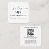 手作りモノグラムまたはロゴの追加QRビジネス スクエア名刺 (正面/裏面)