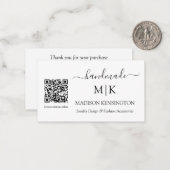 手作りモノグラムまたはロゴ追加ビジネスQRスモール ノートカード (正面/裏面インサイチュ)