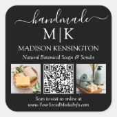 手作りモノグラムまたはロゴ追加ビジネスQR 2写真 スクエアシール (正面)