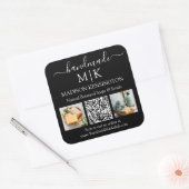 手作りモノグラムまたはロゴ追加ビジネスQR 2写真 スクエアシール (封筒)