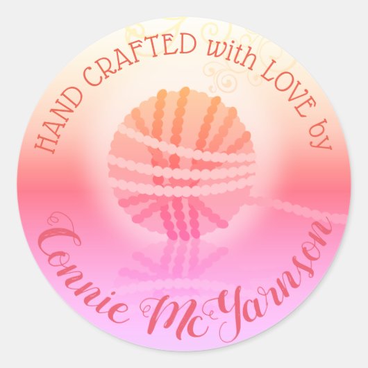 手作りヤーン工芸品編み物クロシェのステッカー ラウンドシール (正面)