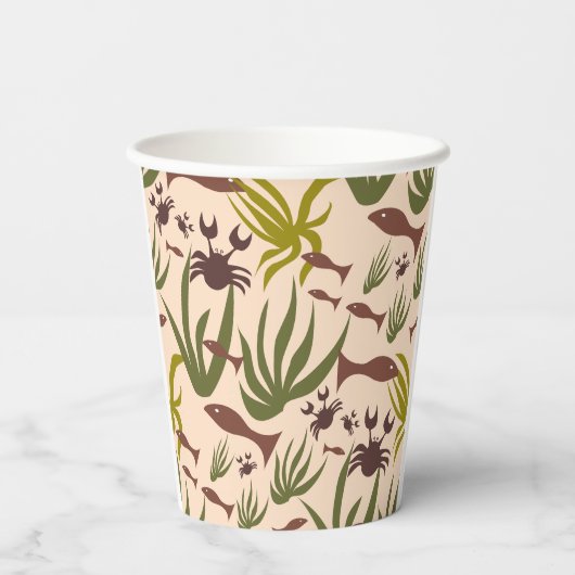 手作りユニークの海の夢の魚とカニのカップ 紙コップ (裏面)