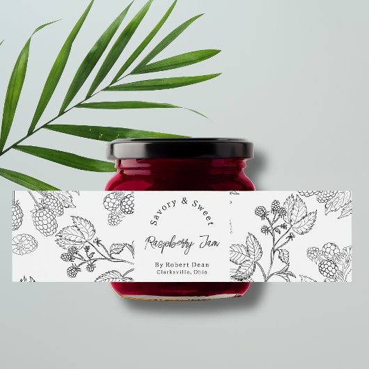 手作りラズベリージャムラップのまわりにラベル ペットボトルラベル