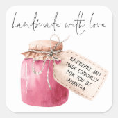手作りラズベリージャムラベル名 スクエアシール (正面)