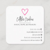 手作りラブエッツィホームクレフターアートハートスクー スクエア名刺 (裏面)