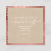 手作りラブタイポグラフィバラ金ゴールドクラフトロゴ スクエア名刺 (裏面)