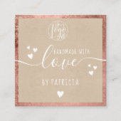 手作りラブタイポグラフィバラ金ゴールドクラフトロゴ スクエア名刺 (正面)