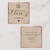 手作りラブタイポグラフィバラ金ゴールドクラフト スクエア名刺 (正面/裏面)