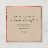 手作りラブタイポグラフィバラ金ゴールドクラフト スクエア名刺 (裏面)