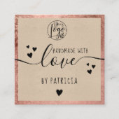 手作りラブタイポグラフィバラ金ゴールドクラフト スクエア名刺 (正面)