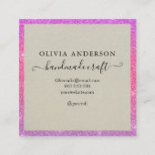 手作りラブタイポグラフィピンクグリッタークラフトグラデーション スクエア名刺 (裏面)