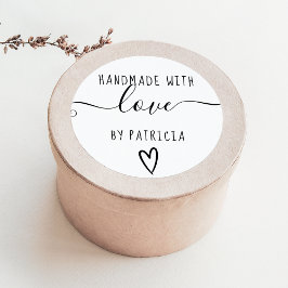 手作りラブタイポグラフィミニマル白黒 ラウンドシール