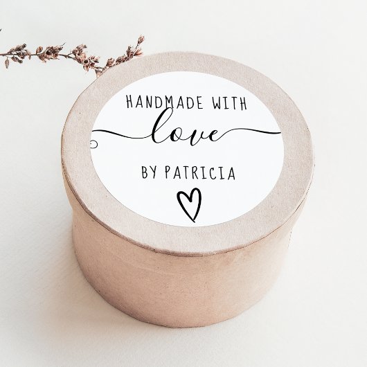 手作りラブタイポグラフィミニマル白黒 ラウンドシール