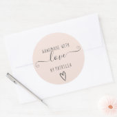 手作りラブタイポグラフィミニマル赤面ピンク ラウンドシール (封筒)