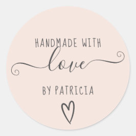 手作りラブタイポグラフィミニマル赤面ピンク ラウンドシール