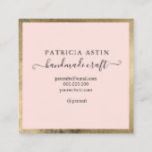 手作りラブタイポグラフィ金ゴールド赤面ピンクロゴ スクエア名刺 (裏面)