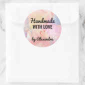 手作りラブパステル虹の大理石グリッター ラウンドシール (バッグ)