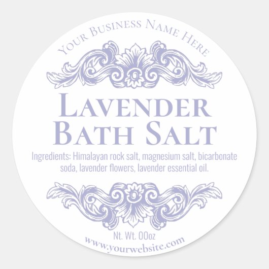 手作りラベンダー浴塩漬け用ステッカーラベル ラウンドシール (正面)