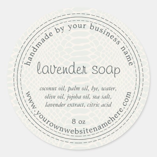 手作りラベンダー石鹸グリーン蛇模様 ラウンドシール (正面)