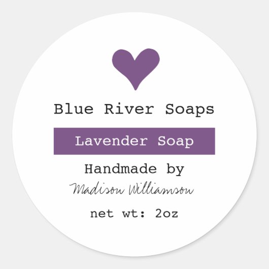 手作りラベンダー石鹸製品 ラウンドシール (正面)