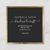 手作りラヴタイポグラフィモダン金ゴールドブラックロゴ スクエア名刺 (裏面)