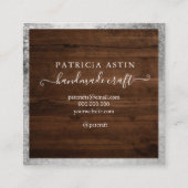 手作りラヴタイポグラフィ素朴なシルバーウッドロゴ スクエア名刺 (裏面)