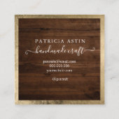 手作りラヴタイポグラフィ素朴な金ゴールドウッドロゴ スクエア名刺 (裏面)