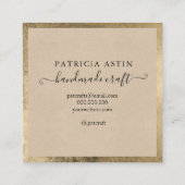 手作りラヴタイポグラフィ素朴な金ゴールドクラフトロゴ スクエア名刺 (裏面)