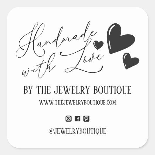手作りラヴハートスクリプトEtsyホームクレフター スクエアシール (正面)