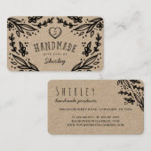 手作りラヴハートモノグラムフローラデザイン 名刺 (正面/裏面)