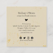 手作りラヴハート書道小麦金ゴールド スクエア名刺 (裏面)