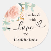 手作りラヴバラ金ゴールドフローラ桃 ラウンドシール (正面)