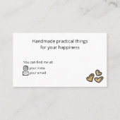 手作りラヴ金ゴールド裁縫ニードルホワイト 名刺 (裏面)